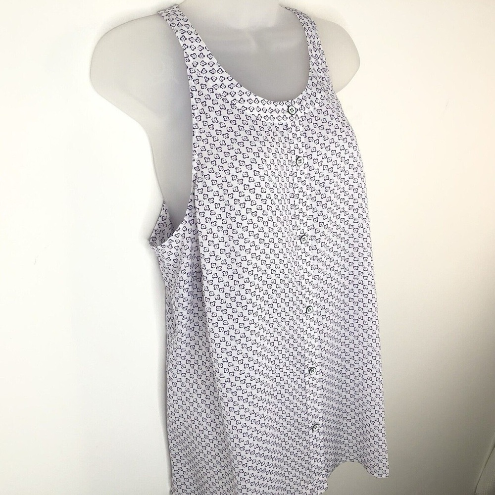 CAbi Priscilla Sleeveless Blouse Button Front Purple White Corpcore Librarian S - Picture 3 of 15